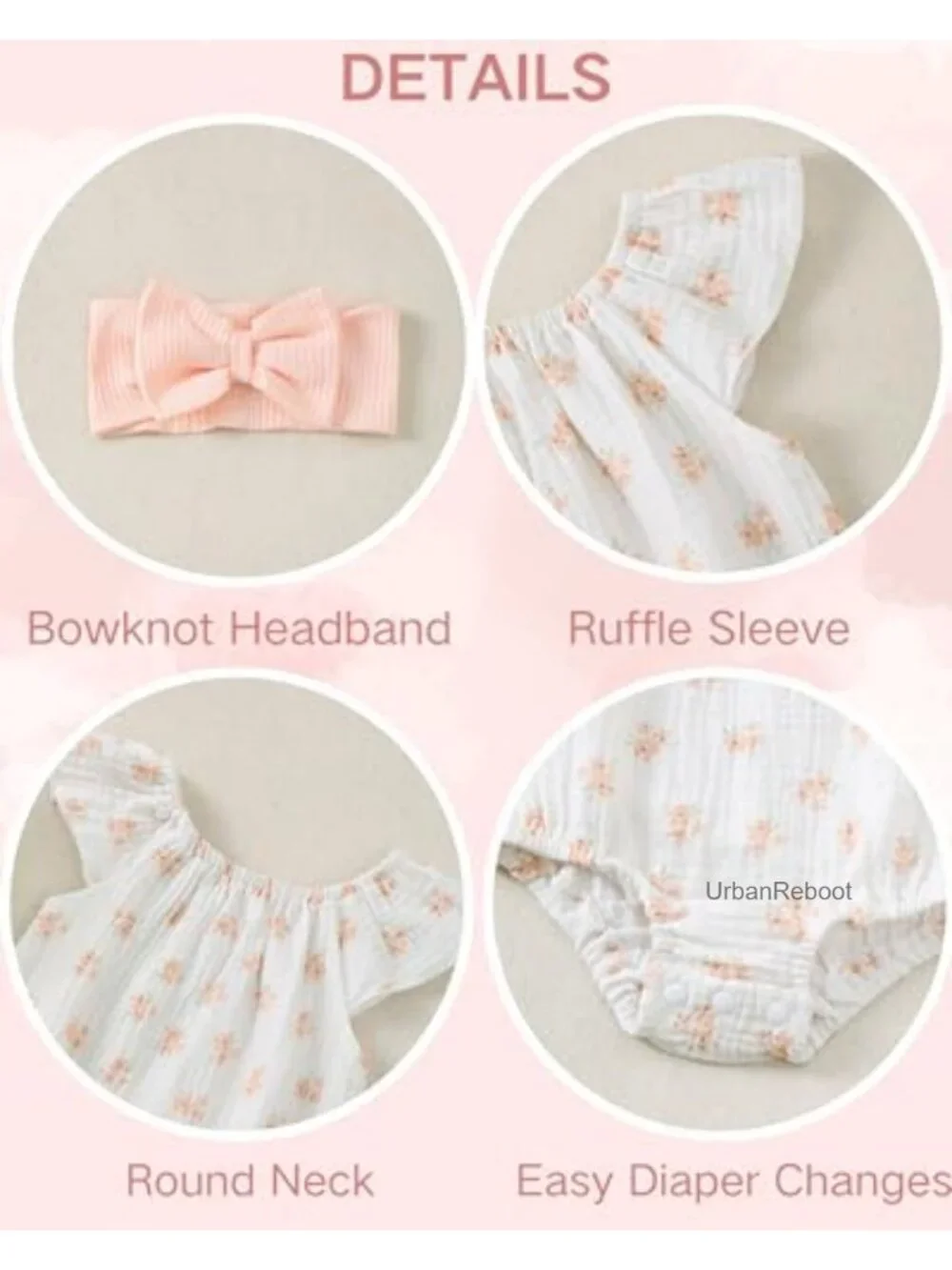Baby Girl Ruffle Sleeve Romper Summer Outfit (No Color)